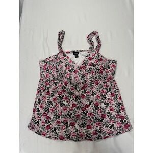 Torrid Size‎ 3 Floral Pink Grey Sleeveless Top V Neck